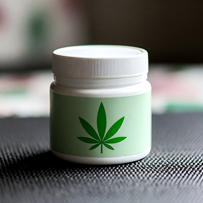 Green container with leaf design