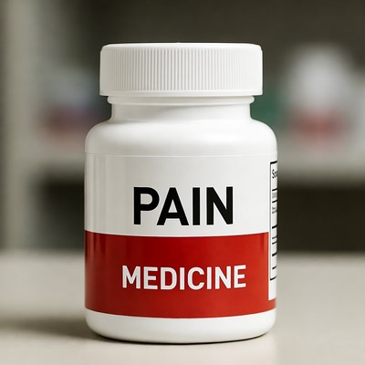 Pain relief medicine on display