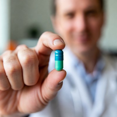 Medical professional holds a capsule