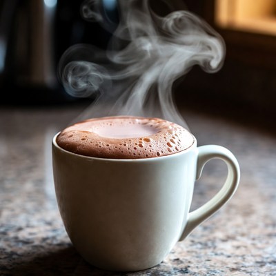 Hot coffee in a cozy kitchen