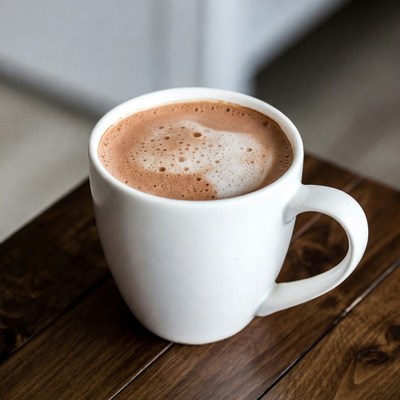 Warm coffee cup on wooden table