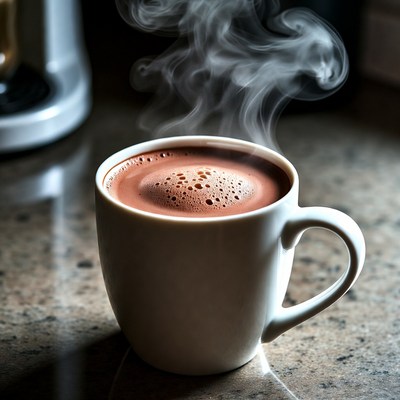 Warm cup of steaming coffee