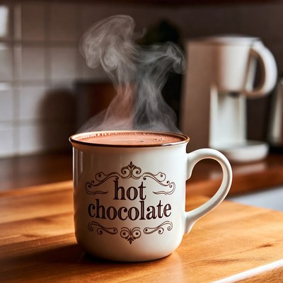 Warm hot chocolate on a cozy morning