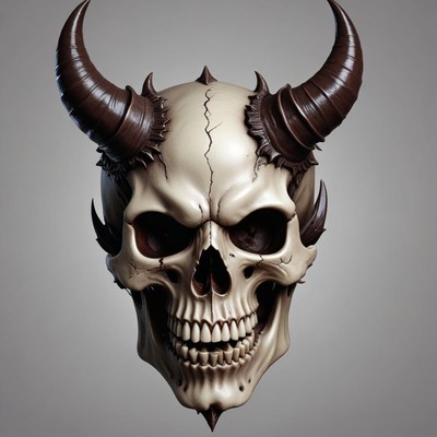 Skull with horns design
