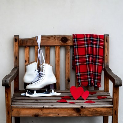 Winter skating bench decor