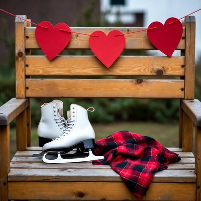 White skates and heart decorations