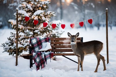 Warm hearts in winter scene
