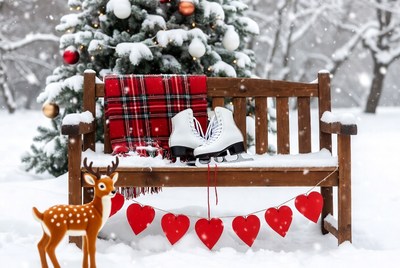 Winter skate scene in snowy park