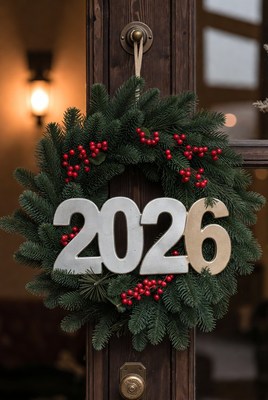 Festive wreath for new year 2026