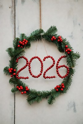 Decorative 2026 wreath with berries
