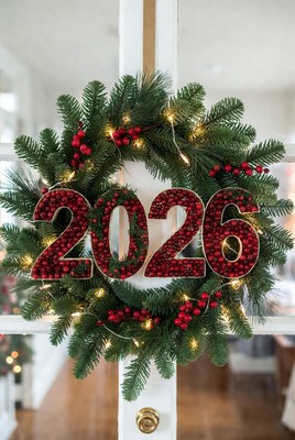 Festive wreath with 2026 decoration