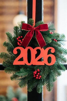Holiday wreath for new year 2026