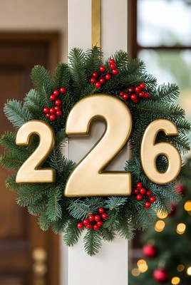 Christmas wreath with house number