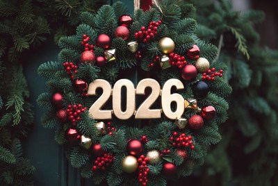 Festive wreath for new year 2026