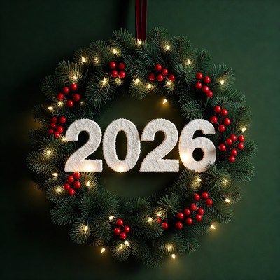 Festive wreath for new year celebration