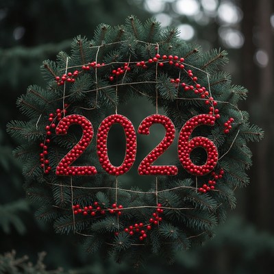Festive wreath for new year 2026