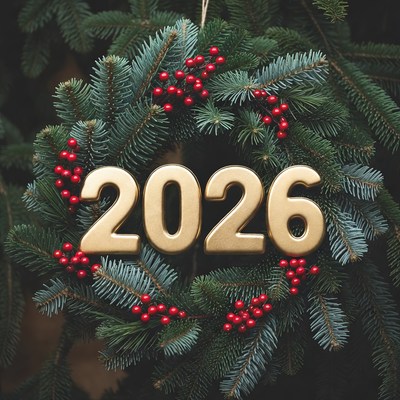 New year 2026 celebration wreath
