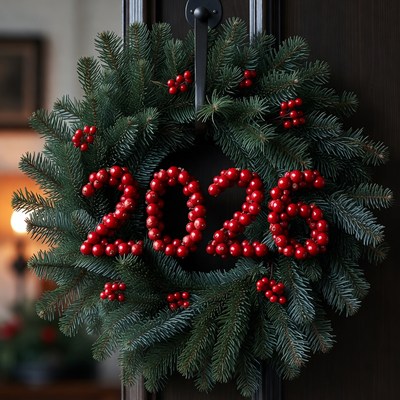 Festive wreath for new year 2026