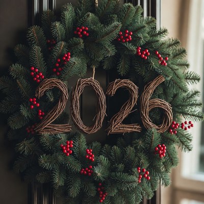 Festive wreath for new year 2026