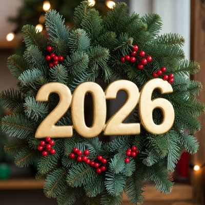 New year wreath for 2026 celebration