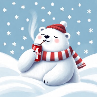 Polar bear enjoying cold drink