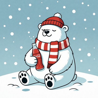 Cheerful bear enjoying winter drink