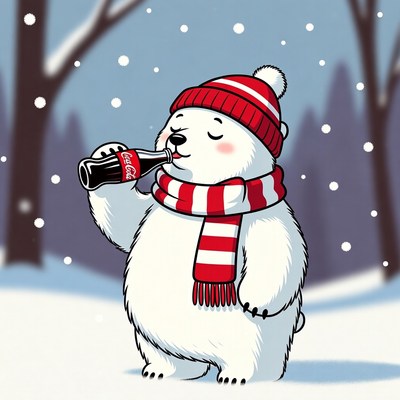 Polar bear enjoying winter drink