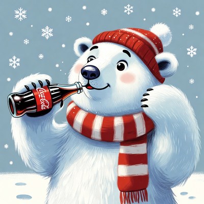 Polar bear enjoying winter drink