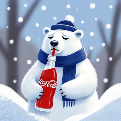 Polar bear enjoying a drink