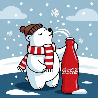 Polar bear enjoying winter drink