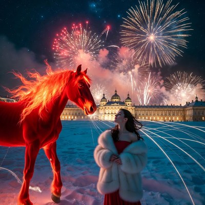 Horse and celebrations at night