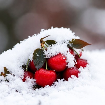 Red berries covered in snow