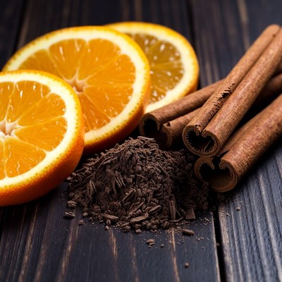 Citrus and spice ingredients arrangement