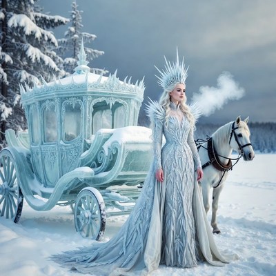 Ice queen in winter wonderland