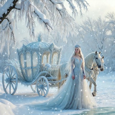 Winter queen by the carriage
