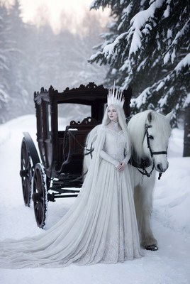 Elegant winter scene with a carriage