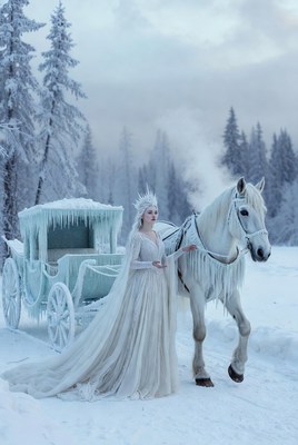 Magical winter princess with horse