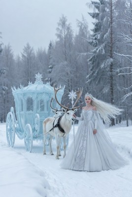 Winter fairy tale carriage scene