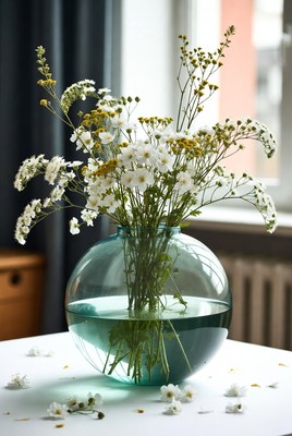 Fresh flowers in glass vase
