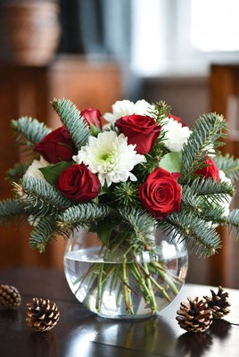 Festive floral arrangement in winter