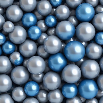 Blue and silver glossy spheres arrangement