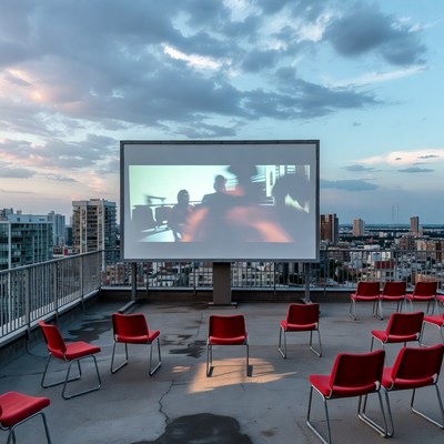 Rooftop outdoor movie screening event