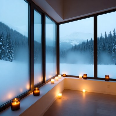 Cozy winter retreat with candles