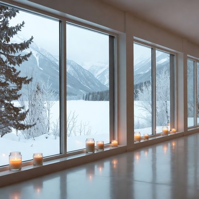 Winter serenity with mountain view