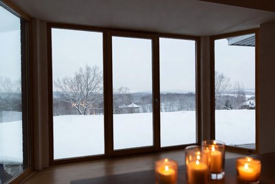 Cozy winter view with candles