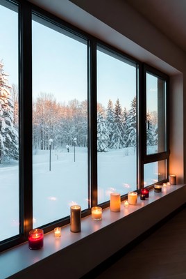 Snowy evening with candles