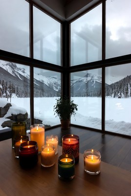 Cozy winter scene with candles