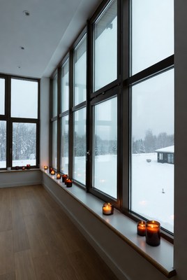Cozy winter scene with candles