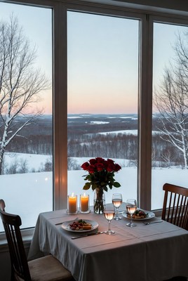 Winter dinner with scenic view