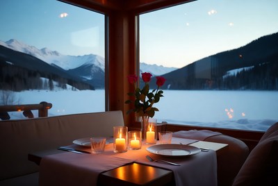 Romantic dinner with mountain view